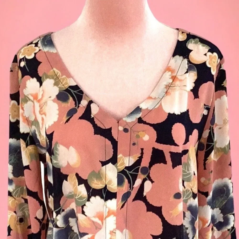 LOFT OUTLET BLOUSE TOP SMALL BRIGHT FLORAL - Picture 3 of 5